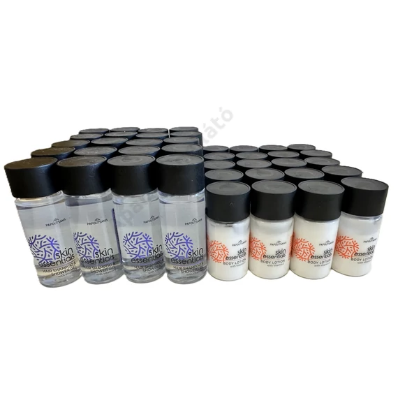 Skin Essentials vendégváró készlet: sampon-tusfürdő mix 20ml és testápoló20ml 2*20db (40db termék) 